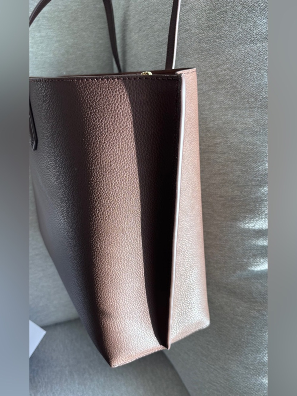 Quince Italian Leather Tote Triple Compartment Dark Brown NWT - Picture 8 of 12